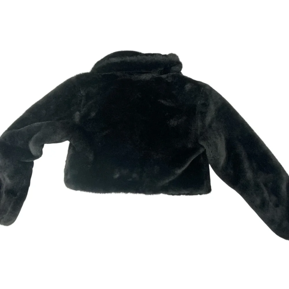 Rare Editions Collared Faux Fur Jacket Toddler Girls Size‎ 5 Black Long Sleeve